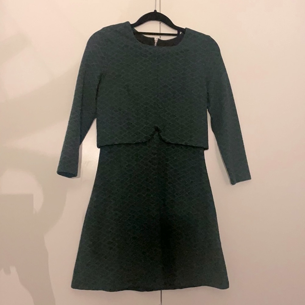 Top shop fit and flare emerald green dress with back zipper